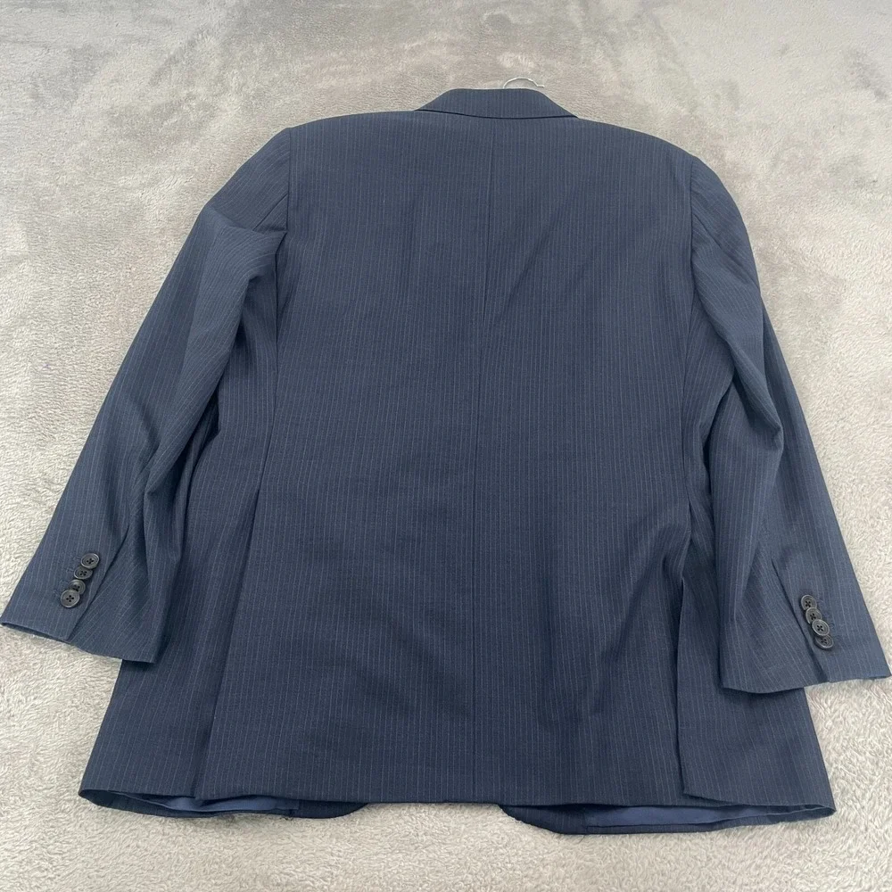 Samuelsohn 100% Wool Sport Coat Men 42/36R Blue Stripe Double Vent Preppy Canada